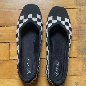 VIVAIA Black and White Checkered Flats Size 37